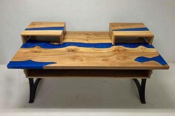 Custom Wood Furniture Online - Custom Desk With Blue Ep