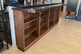 Live Edge Walnut Bookcase & Counter With Black & Gold E