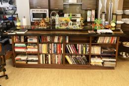 Live Edge Walnut Bookcase & Counter With Black & Gold E