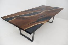 Walnut Dining Table With Multi Angle Epoxy Rivers 1910 