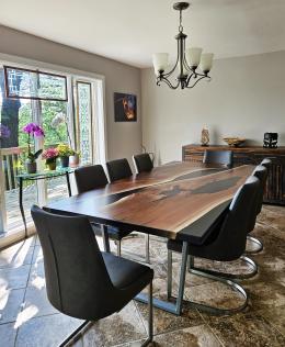 Walnut Dining Table With Multi Angle Epoxy Rivers 1910 