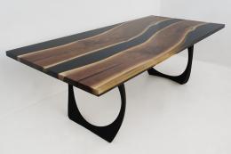 Walnut River Table With Black & Clear Epoxy 1924