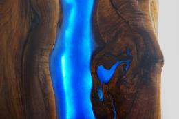 Live Edge Walnut Countertop With LED Lights & Blue Epox