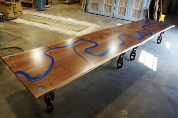 Engraved Conference Table - CNC Engraved Map of Mississ