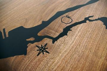 Engraved Table - CNC Engraved Map of Hudson Bay