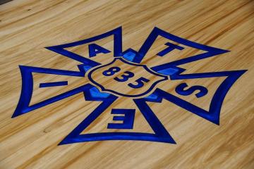 Engraved Conference Table - CNC Logo Filled With Epoxy