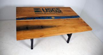 Engraved Table With Embedded Rocks 2