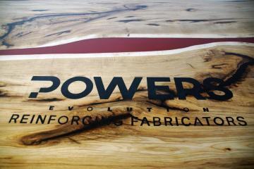 Engraved Conference Table - CNC Engraved Logo & Epoxy R