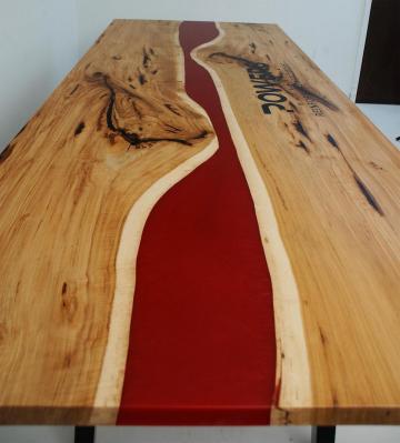 Engraved Conference Table - CNC Engraved Logo & Epoxy R