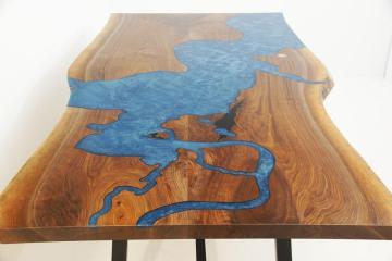 Engraved Table - CNC Engraved Map of Chesapeake Bay