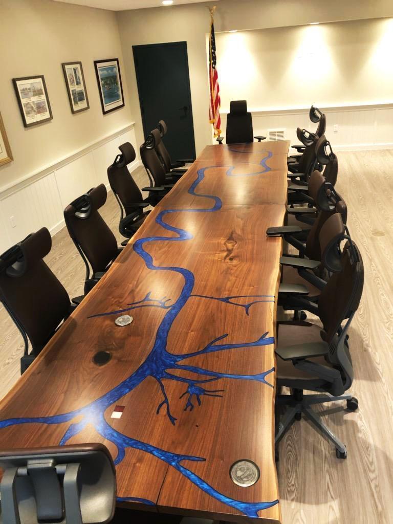 Image Engraved Conference Table - CNC Engraved Map of Mississippi