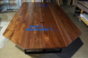 Engraved Conference Table With Epoxy Filled Logo - CNC 