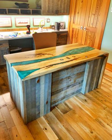 River Table With Rocks 12 - Desk With Embedded Pins