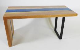 Live Edge Waterfall Coffee Table With Blue Epoxy 8011 2