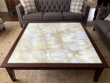 Crystal Top Coffee Table - Custom Wood Furniture