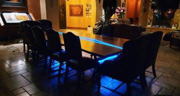 Large Epoxy Dining Table With LED Lights - Custom Wood 