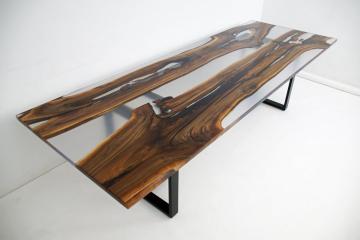Epoxy Dining Table With Walnut Wood - Custom Wood Furni