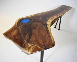 Live Edge Bench With Blue Epoxy 5037 3