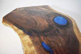 Live Edge Bench With Blue Epoxy 5037 2