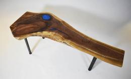 Live Edge Bench With Blue Epoxy 5037