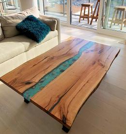 Seashell Epoxy Table With Live Edge Maple 0123