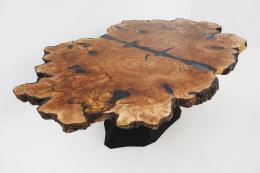 Maple Cookie Coffee Table With Translucent Black Epoxy 