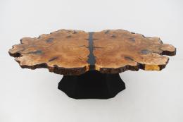 Maple Cookie Coffee Table With Translucent Black Epoxy 