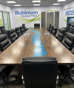 Custom Conference Table With CNC Logo And Topography 3
