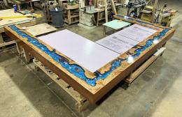 Large Maple Burl Bar Top With Embedded Seashells 7