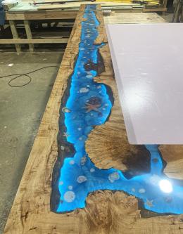 Large Maple Burl Bar Top With Embedded Seashells 6