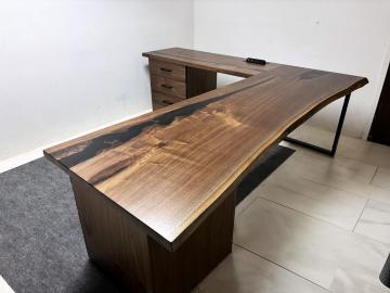 Live Edge Corner Desk With Epoxy Resin