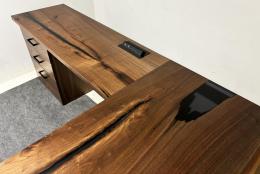 Live Edge Corner Desk With Epoxy Resin And Electrical O