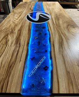 CNC Logo Boardroom Table With LED Lights 5