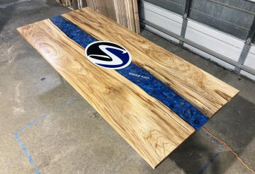 CNC Logo Boardroom Table With LED Lights 7