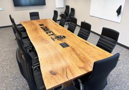 Live Edge Cherry Conference Table With CNC Logo 8