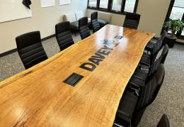 Live Edge Cherry Conference Table With CNC Logo 1