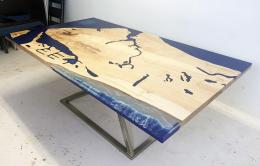 Maple Dining Table With Shoreline Topography 11