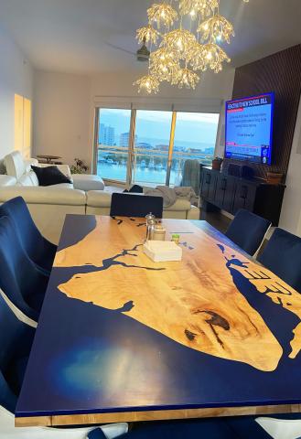 Maple Dining Table With Shoreline Topography