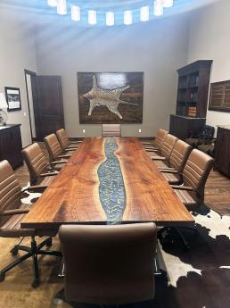 Walnut Conference Epoxy Table With Bullets Embedded & E