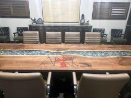 Walnut Conference Epoxy Table With Bullets Embedded & E