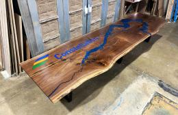 Live Edge Walnut Conference Table With Topography And C