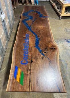 Live Edge Walnut Conference Table With Topography And C