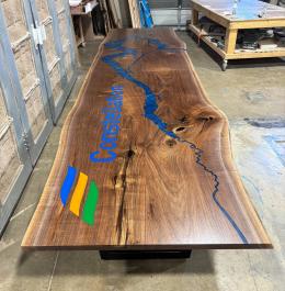 Live Edge Walnut Conference Table With Topography And C