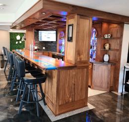 LED Lit Walnut Home Bar Top ID 7656 3