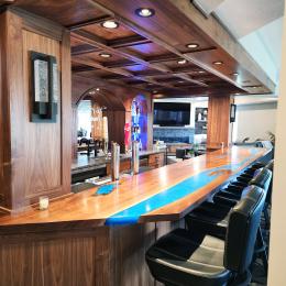 LED Lit Walnut Home Bar Top ID 7656 6