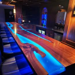 LED Lit Walnut Home Bar Top ID 7656 7