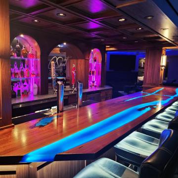 LED Lit Walnut Home Bar Top
