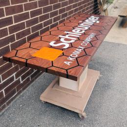 Walnut Conference Table With Resin Hexagons 4