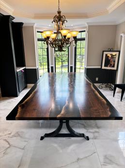 Distressed Black Walnut Epoxy River Dining Table 2