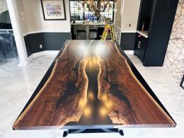 Distressed Black Walnut Epoxy River Dining Table 3